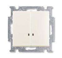 Механизм выключателя 2-кл. 1п СП Basic 55 10А IP20 с клавишей с линзой подсветки с неон. лампой chalet-white ABB 2CKA001012A2188