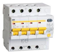 Выключатель автоматический дифференциального тока 4п C 10А 10мА тип AC 4.5кА АД-14 ИЭК MAD10-4-010-C-010