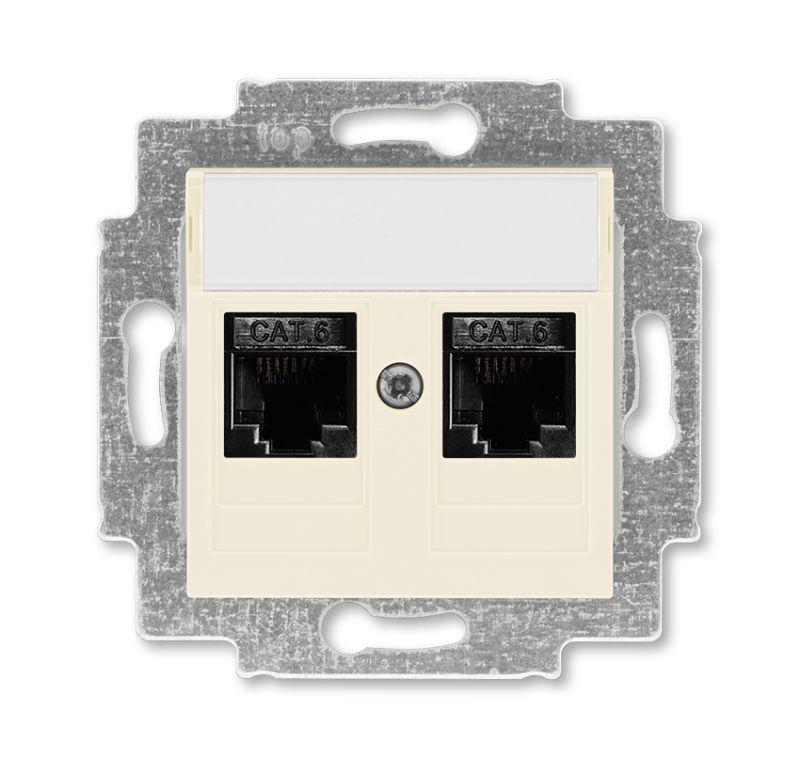 Розетка информационная Levit двойная 2хRJ45 кат. 6 сл. кость ABB 2CHH296118A6017