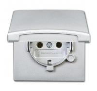 Розетка Schuko Allwetter44 16А 250В 20 EUGK-33-101 с защ. крышкой (уплот. кольцо в комплекте) IP44 серебристый алюм. ABB 2CKA002064A0288