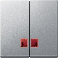 Клавиша 2-м Merten с кр. прямоуг. окошком для свет. инд. алюм. SchE MTN3456-0460