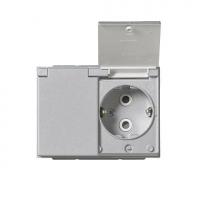 Розетка Double Schuko Impressivo 16А 230В с защ. крышкой IP21/44 алюм. ABB 2TKA00003032
