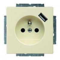 Розетка Schuko Basic 55 16А 700мА с заряд. устройством USB 20 EUCBUSB-92-500 сл. кость защ. шторки ABB 2CKA002011A6192