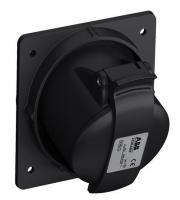 Розетка панельная 432RAM6B 32А 3P+N+E 6ч с угловым миним. фланцем IP44 черн. ABB 2CMA100548R1000