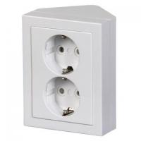 Розетка Schuko 2-м угловая бел. ABB 2TKA00001610