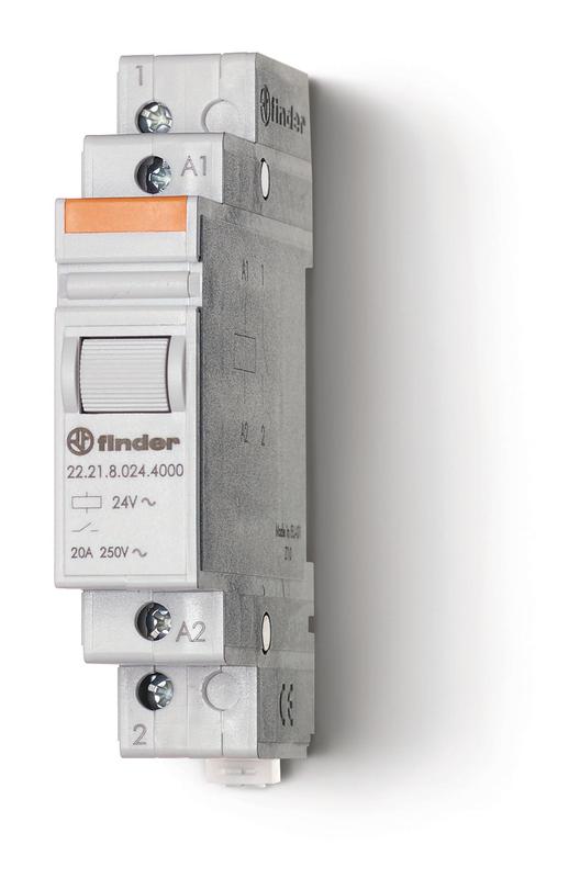 Контактор модульный 1NO 20А AgSnO2 12В AC 17.5мм IP20 опции: нет FINDER 222180124000PAS