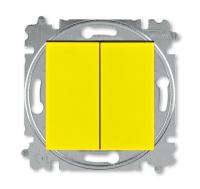 Выключатель кнопочный 2-кл. СП Levit IP20 желт./дым. черн. ABB 2CHH598745A6064