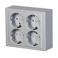 Розетка Schuko 4-м Impressivo для накладного монтажа алюм. ABB 2TKA00001615