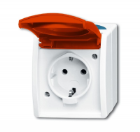 Розетка Schuko ОП Ocean 16А 250В с красной крышкой IP44 сер./сине-зел. ABB 2CKA002083A0825
