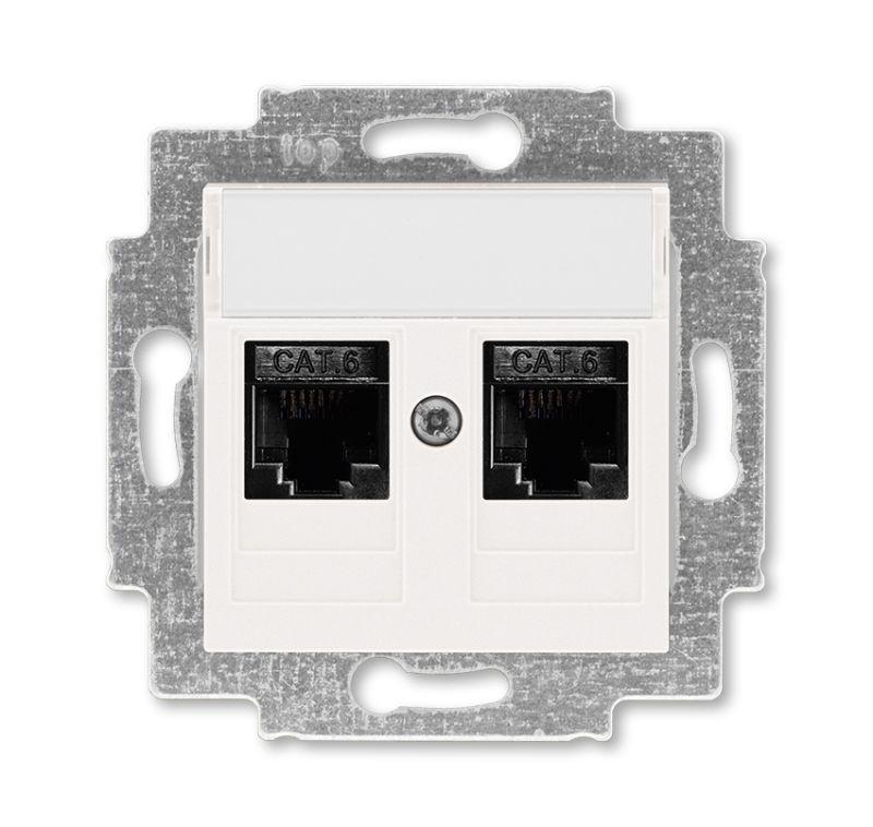 Розетка информационная Levit двойная 2хRJ45 кат. 6 жемчуж. ABB 2CHH296118A6068