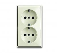 Розетка 2-м Schuko Basic 55 16А 250В защ. шторки chalet-white ABB 2CKA002021A0382