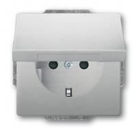 Розетка SCHUKO 16А 250В с защ. шторками с крышкой future сталь ABB 2CKA002018A1521