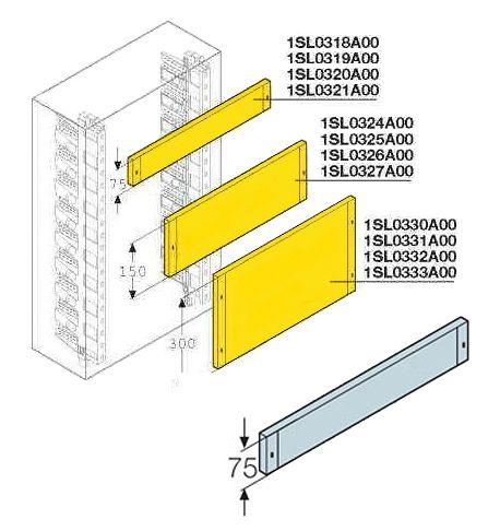 Панель глухая H=75мм для шкафов Gemini (размер 6) ABB 1SL0321A00