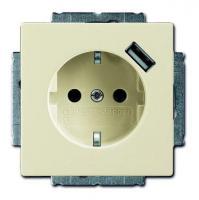 Розетка Schuko Future 16А 700мА с заряд. устройством USB 20 EUCBUSB-82-500 защ. шторки сл. кость (саванна) ABB 2CKA002011A6177