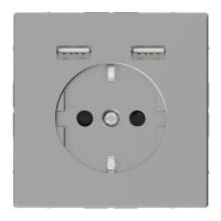 Розетка MERTEN SDL Schuko с 2 USB c зарядным устройством 2.4А нерж. сталь SchE MTN2366-6036