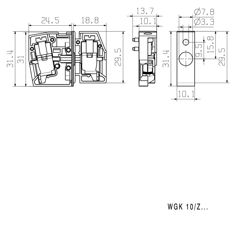 Проходная клемма WGK 10/Z P BK BX 2439480000