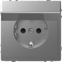 Розетка Merten D-Life 16А с защ. крышкой с заземл. IP20 SD нерж. сталь SchE MTN2310-6036