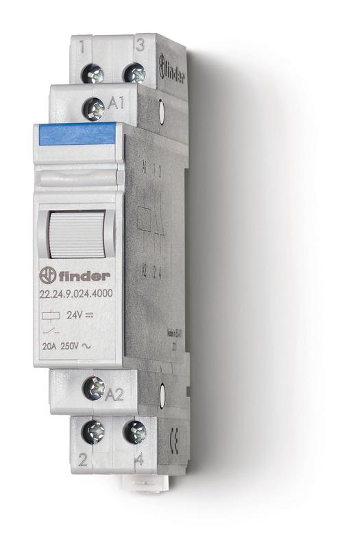 Контактор модульный 2NC 20А AgSnO2 110В AC 17.5мм IP20 опции: нет FINDER 222481104000