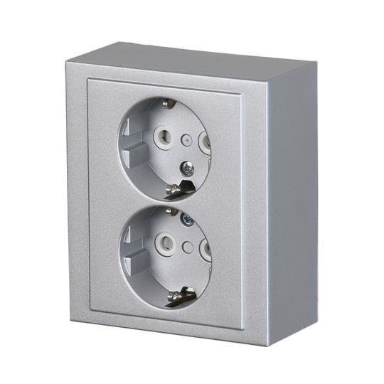 Розетка Impressivo 2мод. накладного монтажа алюм. ABB 2TKA00001609