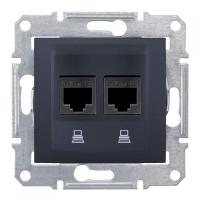 Розетка компьютерная 2-м СП Sedna RJ45 экранир. CAT.6E графит SchE SDN5000170