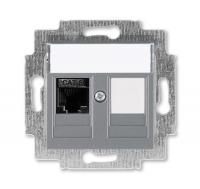 Розетка информационная Levit RJ45 кат. 6 и заглушка сталь ABB 2CHH296117A6069