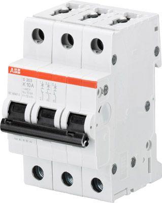 Выключатель автоматический модульный 3п K 10А 10кА S203M K10 ABB 2CDS273001R0427