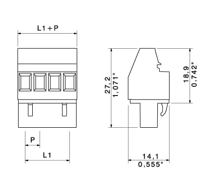 Штекерный соединитель печат BLZP 5.08HC/14/90 SN OR BX 1948130000