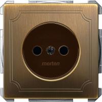 Механизм розетки 1-м СП Merten 16А IP20 защ. шторки без заземл. ант. латунь SchE MTN2000-4143