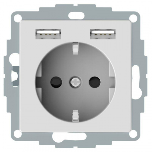 Розетка MERTEN SM Schuko с 2 USB c зарядным устройством 2.4А актив. бел. SchE MTN2366-0325